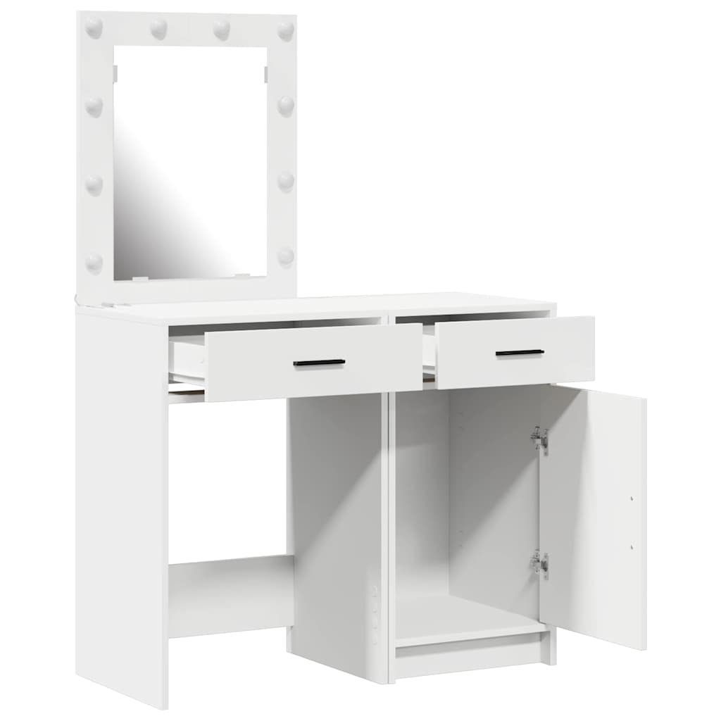 Sminkebord med skuff 2 pcs Hvit 50 x 41 x 135 cm Konstruert tre