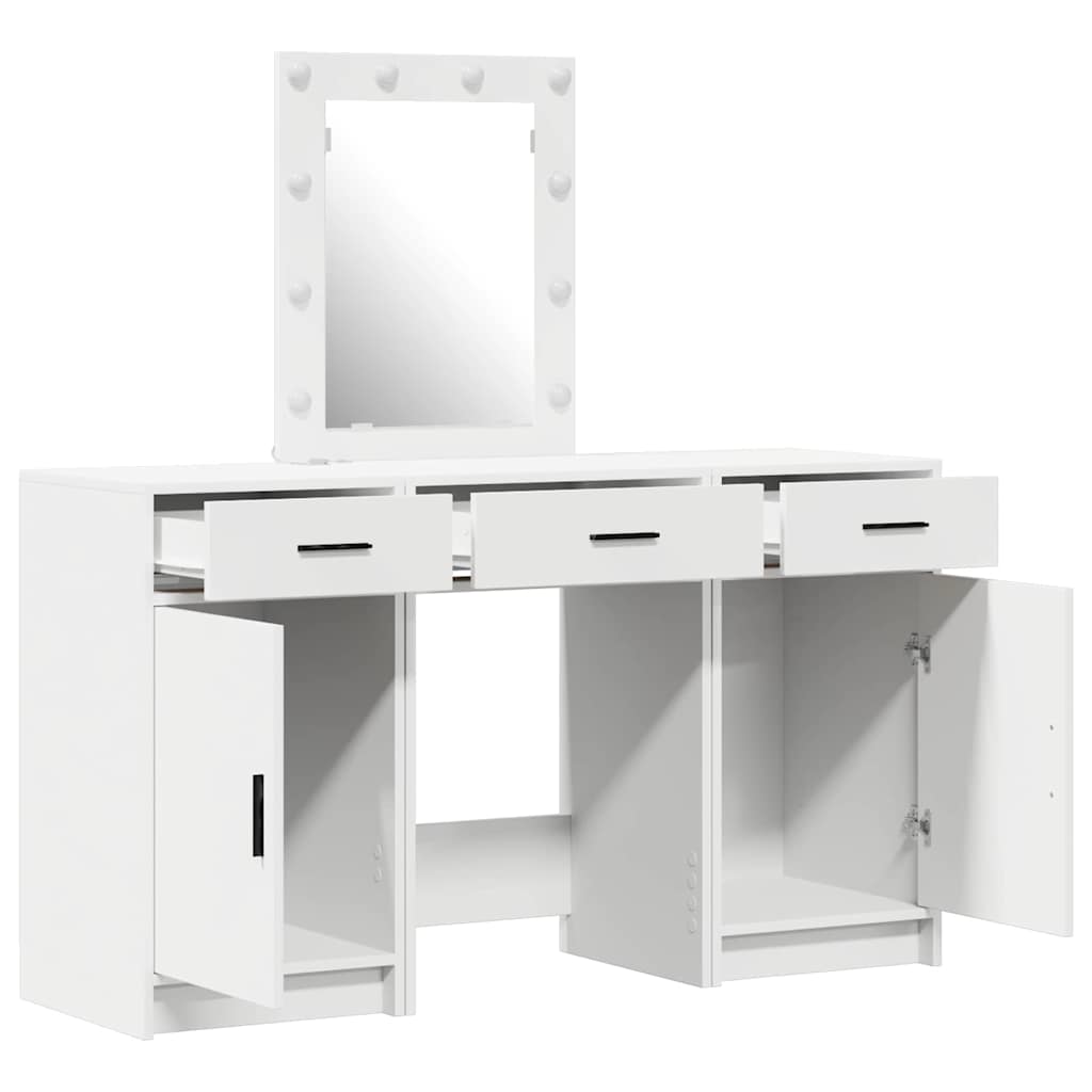 Sminkebord med speillys Hvit 50 x 41 x 135 cm Konstruert tre