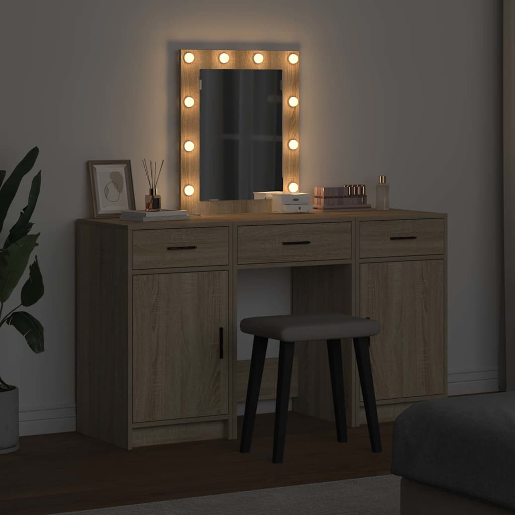 Sminkebord med speillys Brun 50 x 41 x 135 cm Konstruert tre