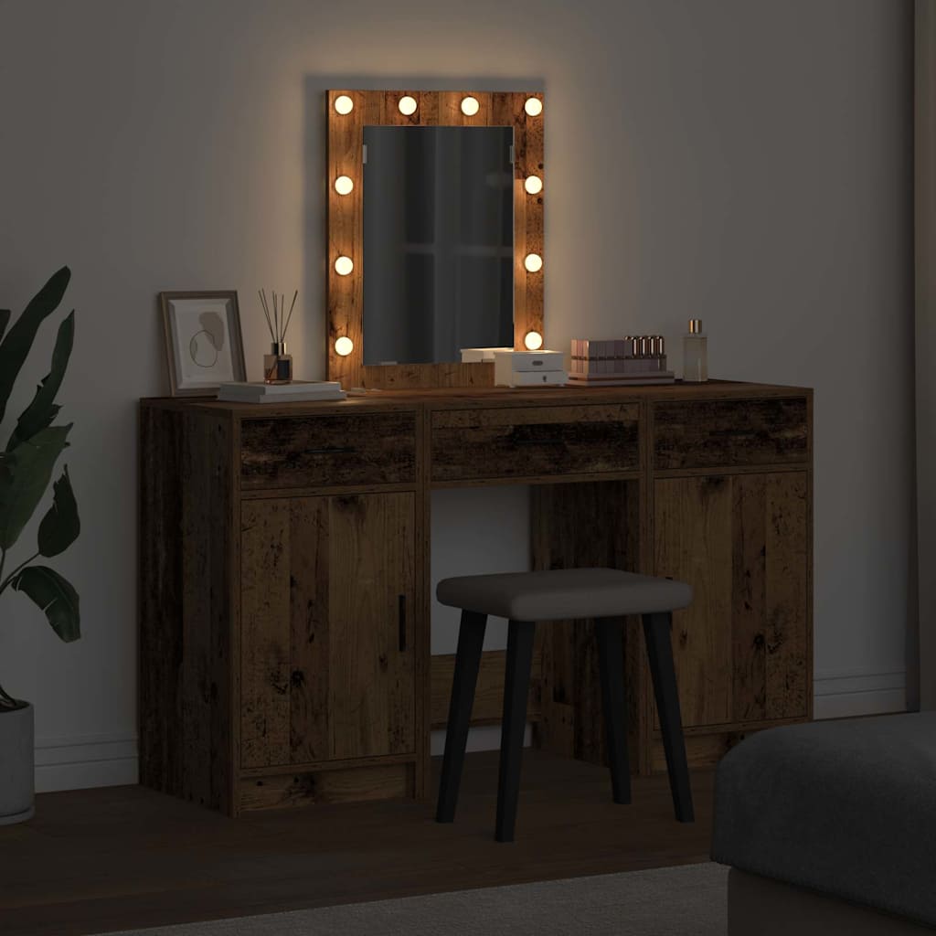 Sminkebord med speillys Brun 50 x 41 x 135 cm Konstruert tre
