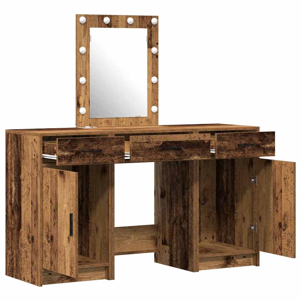 Sminkebord med speillys Brun 50 x 41 x 135 cm Konstruert tre