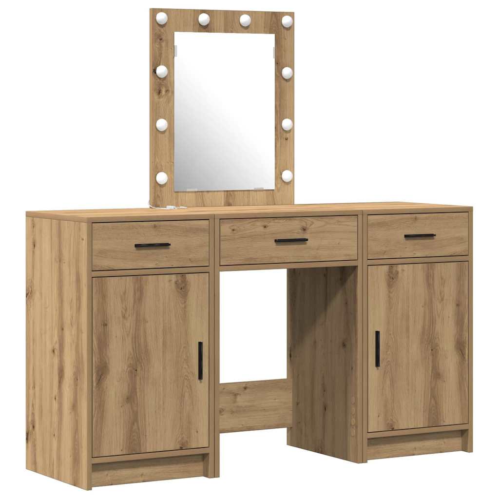 Sminkebord med speillys Brun 50 x 41 x 135 cm Konstruert tre