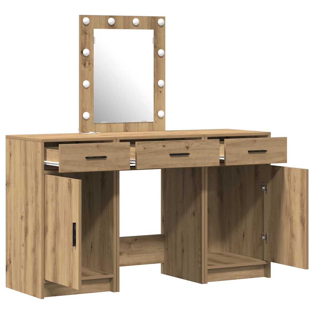 Sminkebord med speillys Brun 50 x 41 x 135 cm Konstruert tre