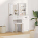 Dressingbordsett med LED med speillys 2 pcs Hvit Konstruert tre