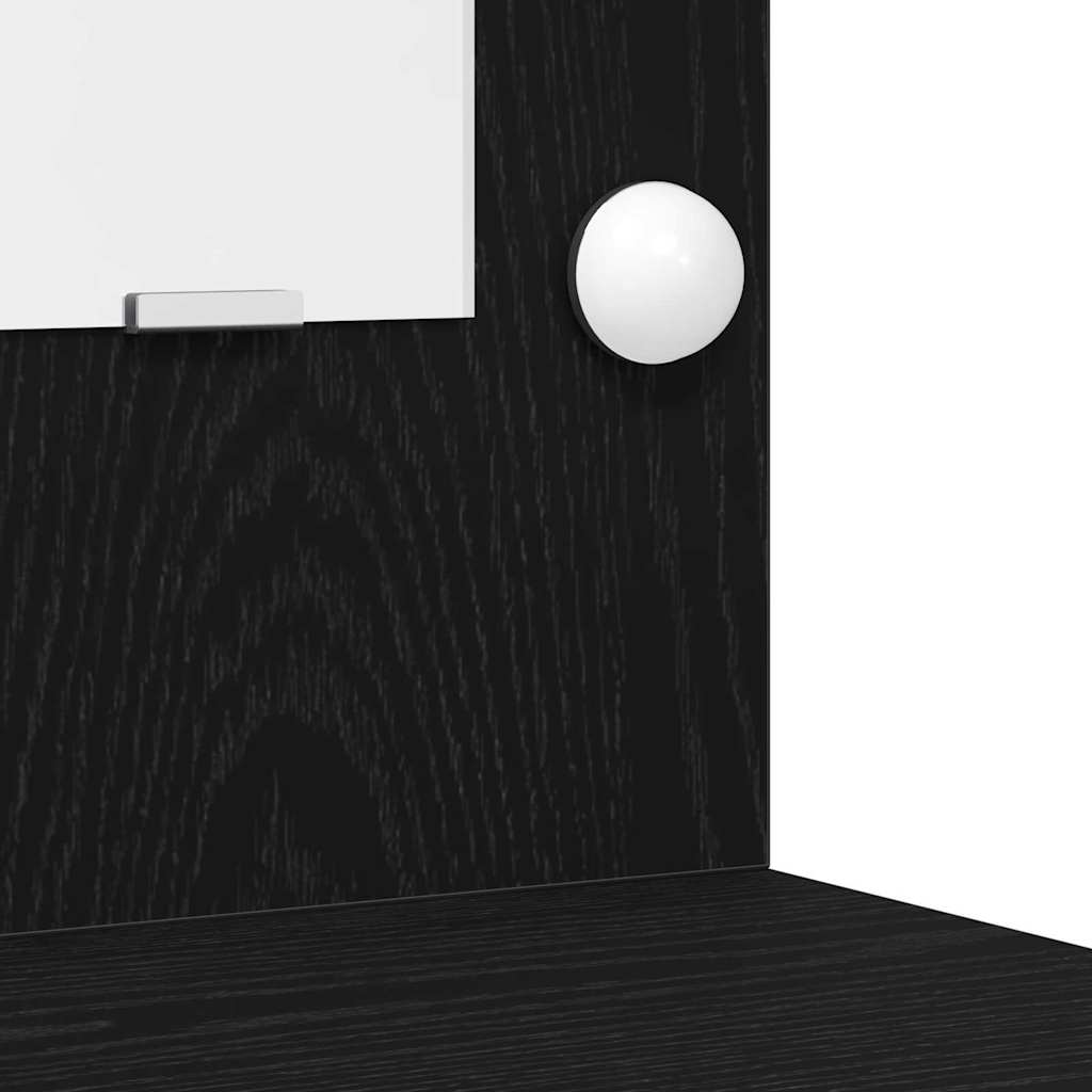 Dressingbordsett med LED med dør 2 pcs Svart Eik Konstruert tre