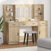 Dressingbordsett med LED 3 pcs Sonoma eik Konstruert tre
