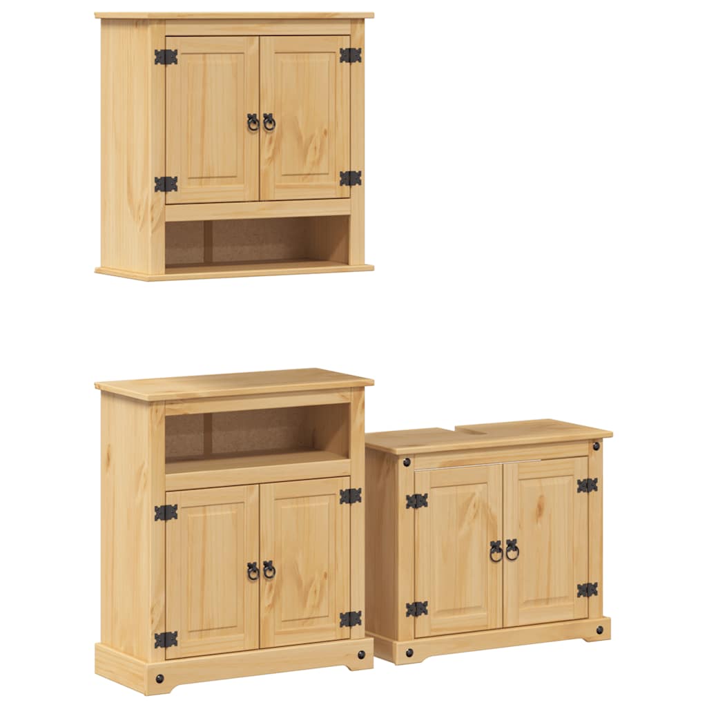 Baderomsskap 3 stk Corona heltre furu vidaXL