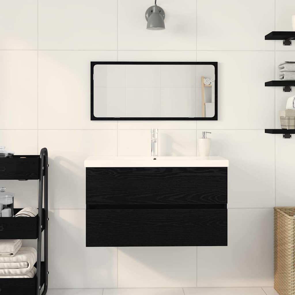 Baderomsinnredningssett 3 pcs Svart eik 80 x 38.5 x 45 cm