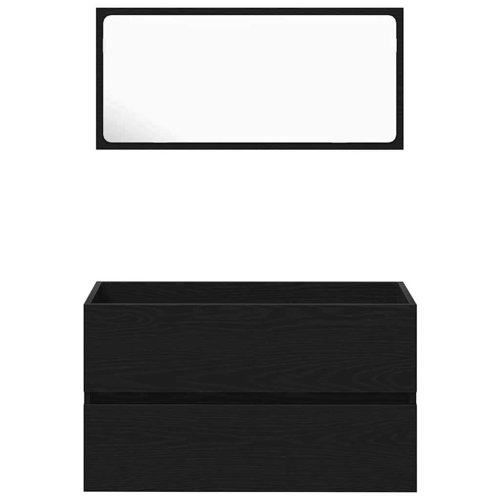 Baderomsinnredningssett 3 pcs Svart eik 80 x 38.5 x 45 cm