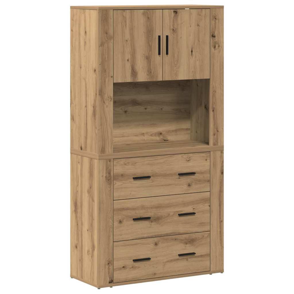 Høyskap med skuff Artisan Eik 80 x 33 x 150 cm Konstruert tre