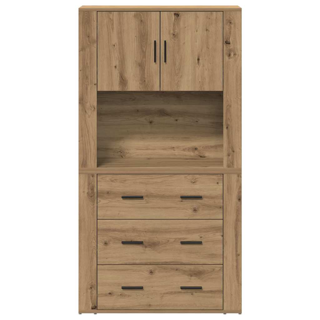 Høyskap med skuff Artisan Eik 80 x 33 x 150 cm Konstruert tre