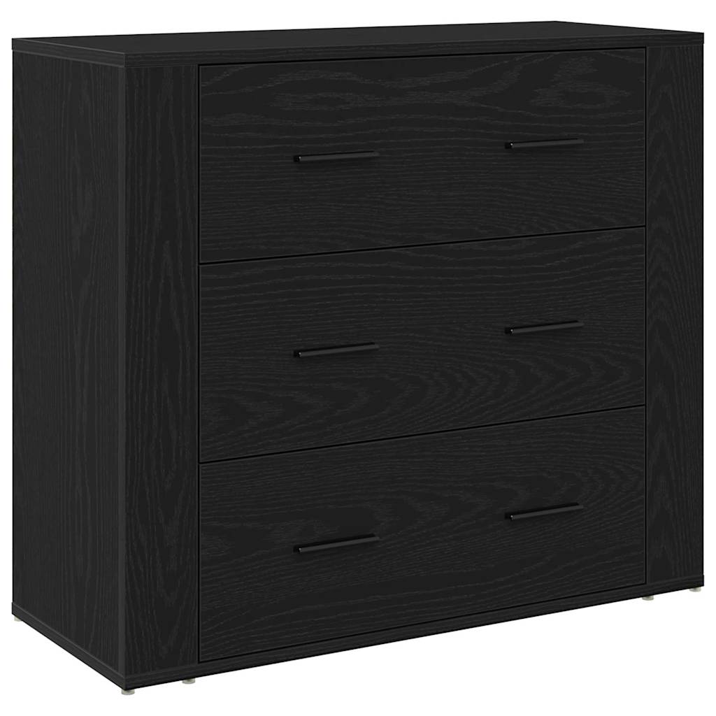 Høyskap med skuff Svart Eik 80 x 33 x 150 cm Konstruert tre