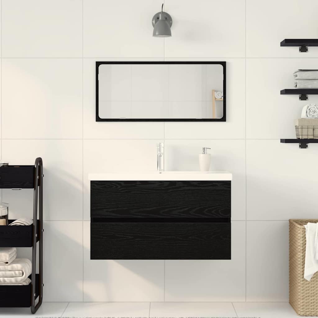 Baderomsinnredningssett 3 pcs Svart eik 80 x 38.5 x 45 cm