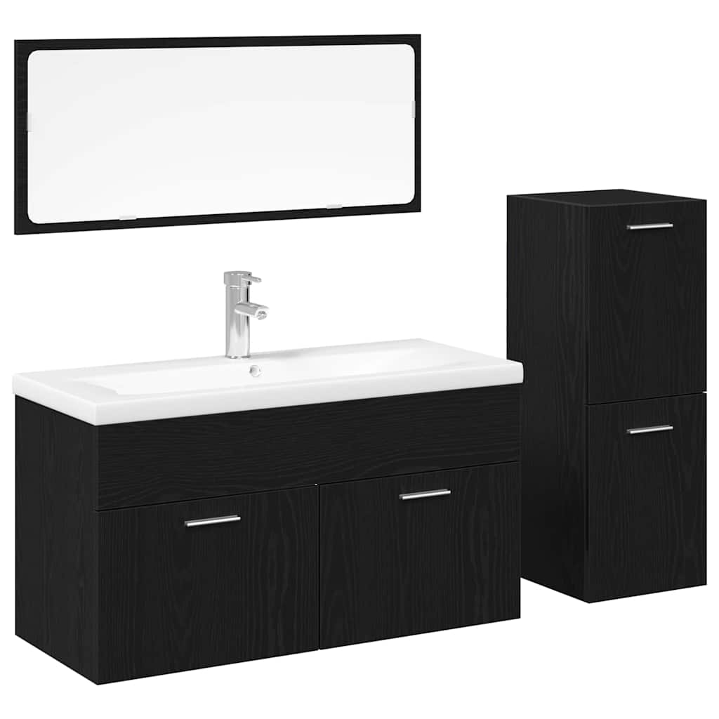 Møbelsett til bad Veggmontert 4 pcs Svart Eik 90 x 38,5 x 50 cm