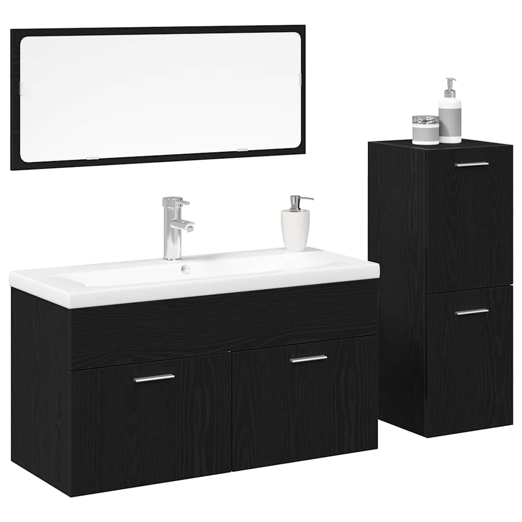 Møbelsett til bad Veggmontert 4 pcs Svart Eik 90 x 38,5 x 50 cm