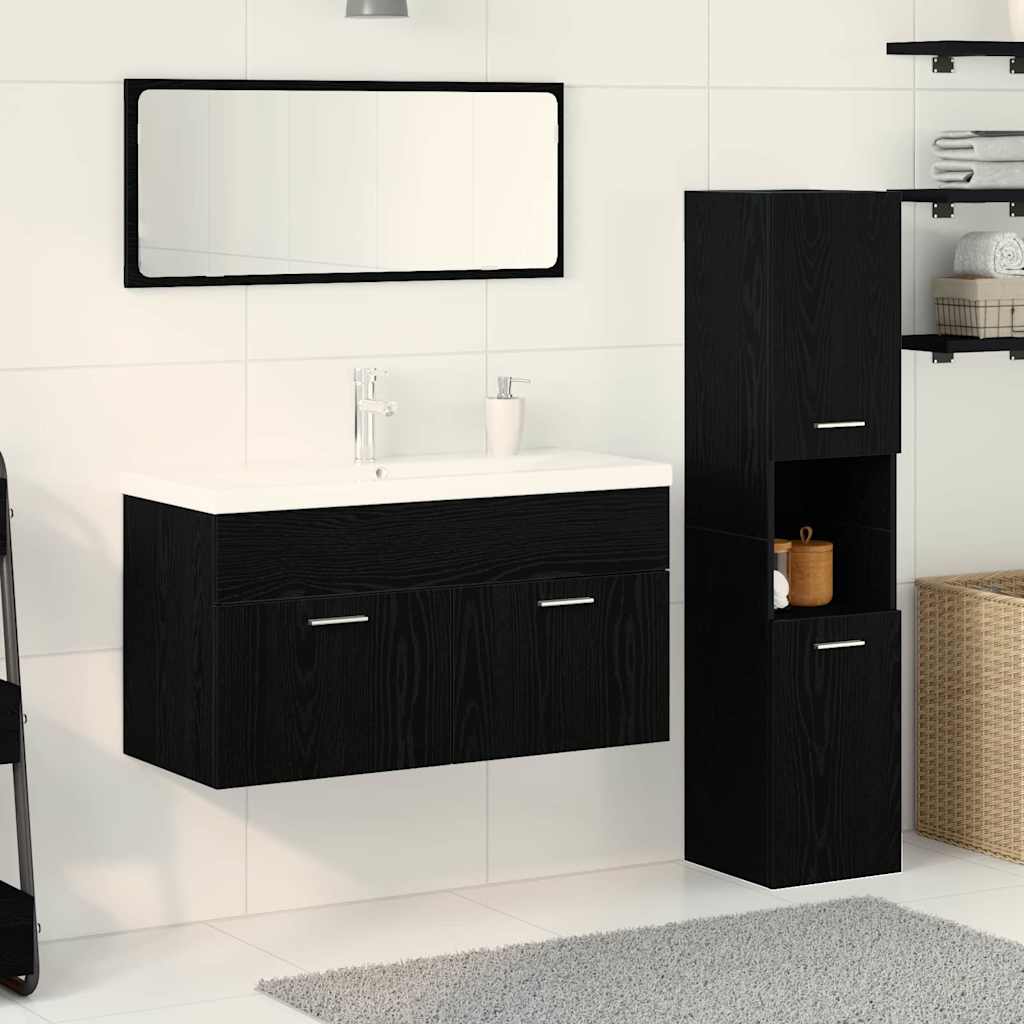 Bademøbelsett 4 pcs Svart Eik 90 x 38.5 x 46 cm Konstruert tre