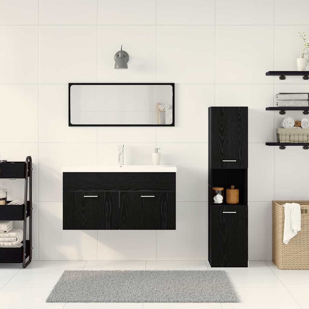 Bademøbelsett 4 pcs Svart Eik 90 x 38.5 x 46 cm Konstruert tre