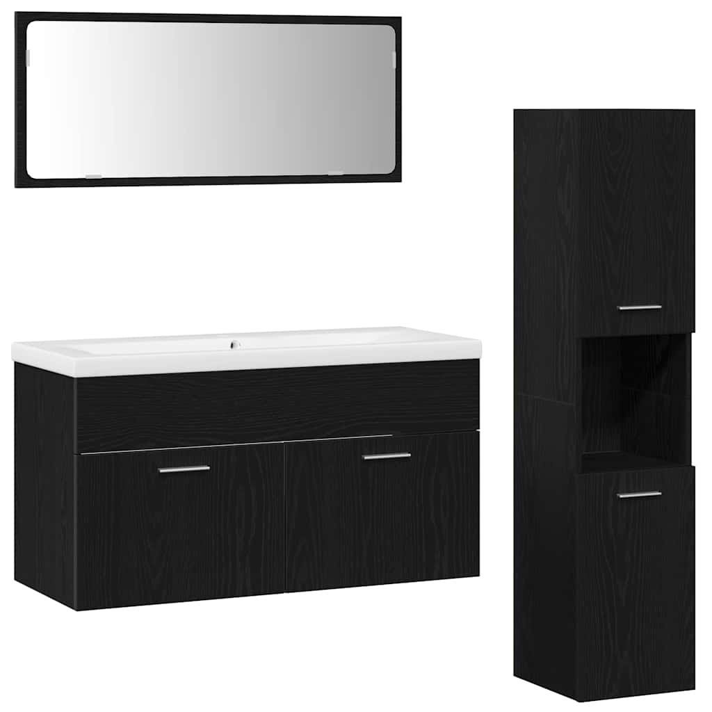 Bademøbelsett 4 pcs Svart Eik 90 x 38.5 x 46 cm Konstruert tre