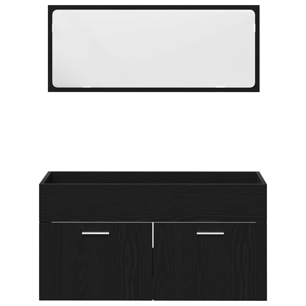 Bademøbelsett 4 pcs Svart Eik 90 x 38.5 x 46 cm Konstruert tre
