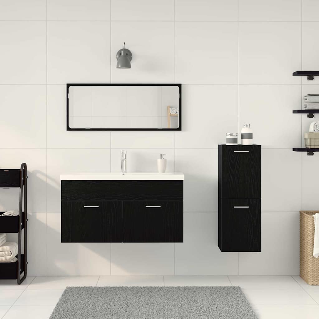 Bademøbelsett 4 pcs Svart Eik 91 x 39.5 x 46 cm Konstruert tre