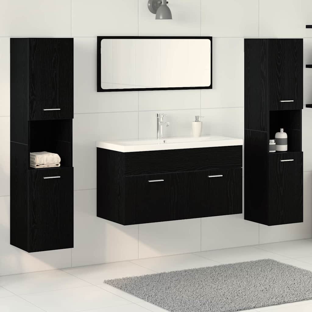 Bademøbelsett 5 pcs Svart Eik 30 x 30 x 130 cm Konstruert tre