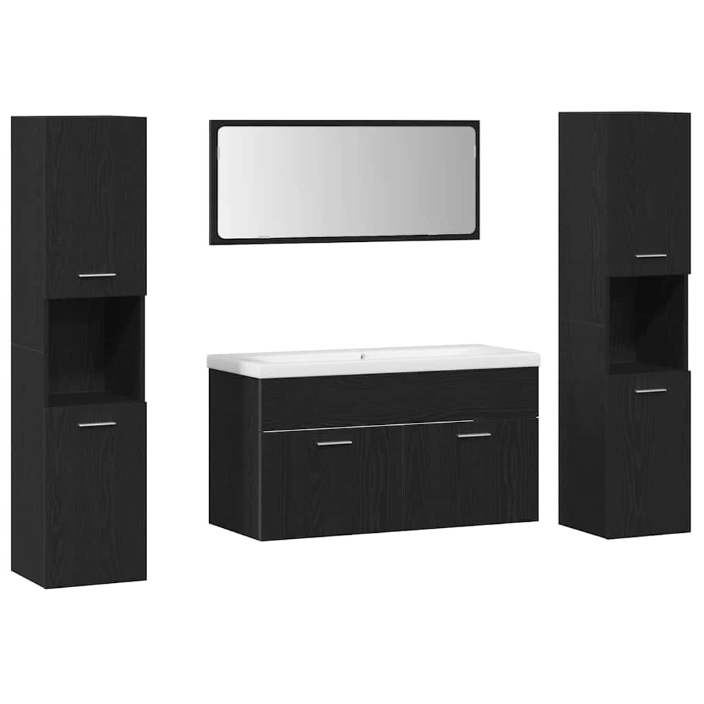 Bademøbelsett 5 pcs Svart Eik 30 x 30 x 130 cm Konstruert tre