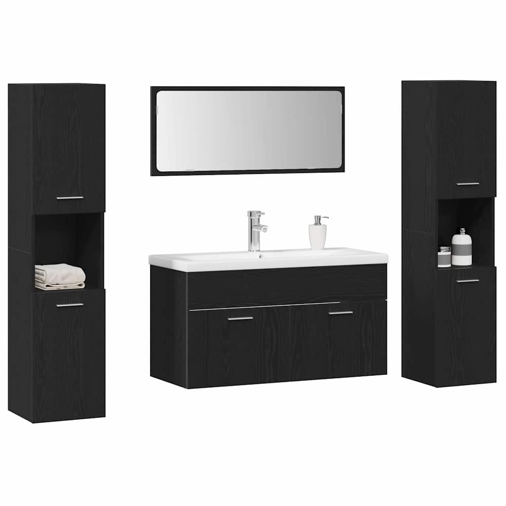 Bademøbelsett 5 pcs Svart Eik 30 x 30 x 130 cm Konstruert tre