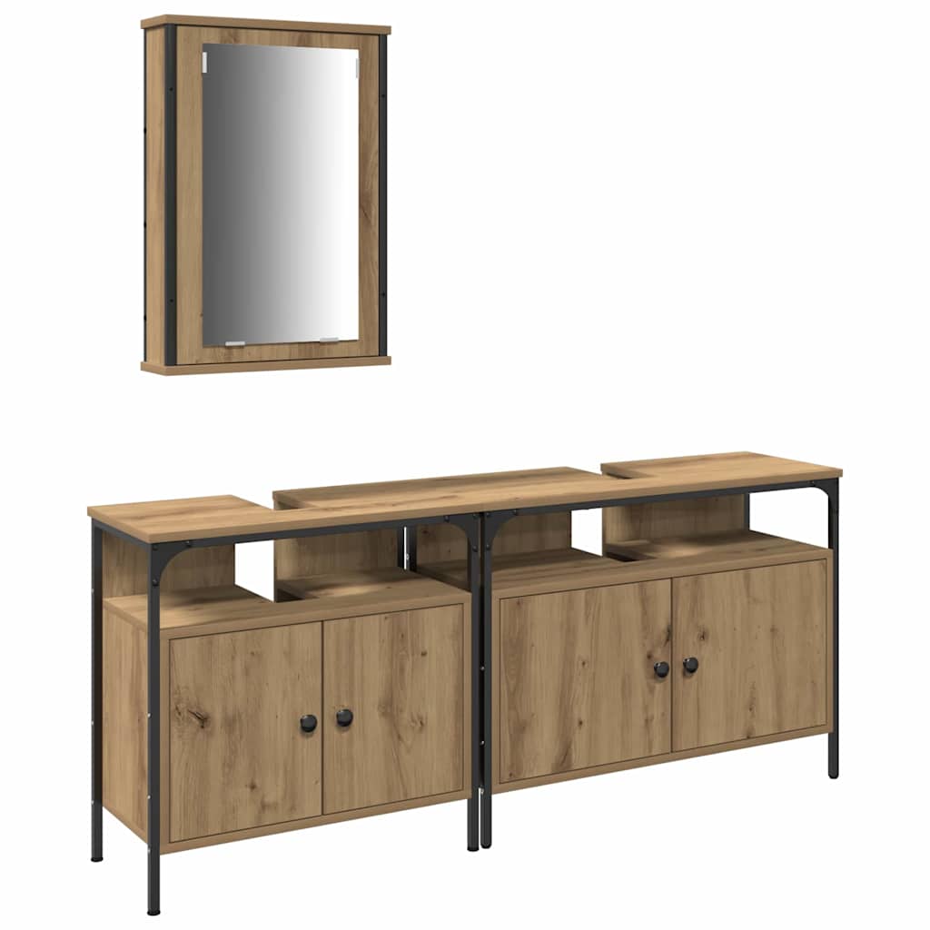 Baderomsspeilskap 3 pcs Brun 80 x 30 x 60 cm Konstruert tre