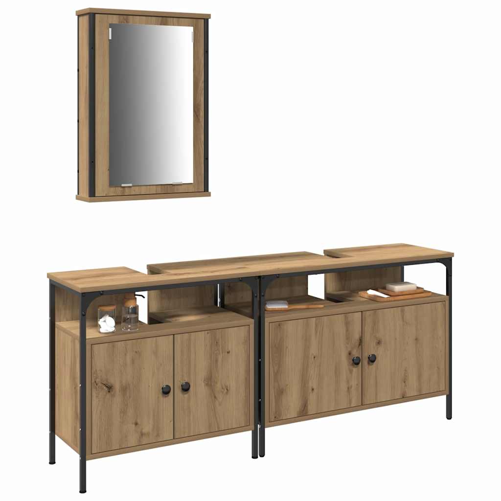 Baderomsspeilskap 3 pcs Brun 80 x 30 x 60 cm Konstruert tre