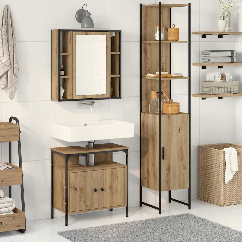 Baderomsskapsett med hylle 3 pcs artisan eik 33 x 33 x 185.5 cm