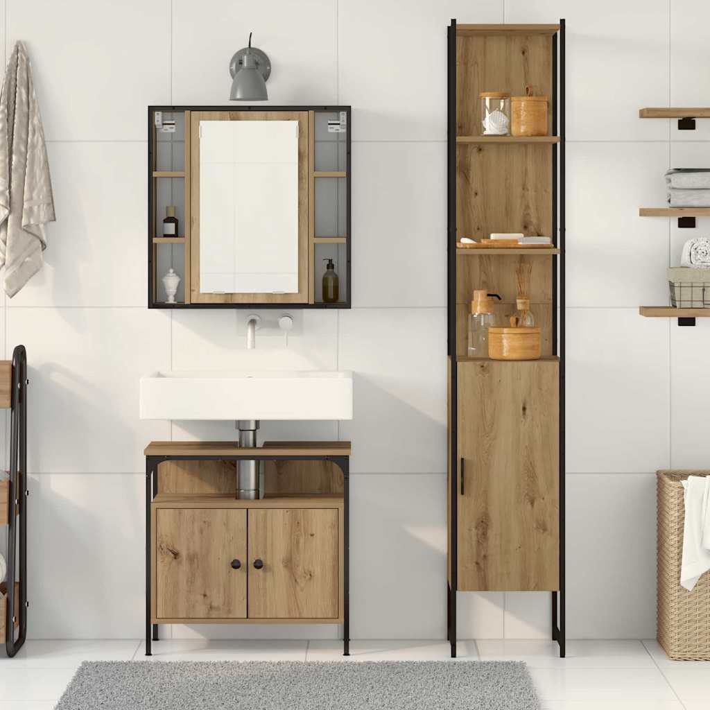Baderomsskapsett med hylle 3 pcs artisan eik 33 x 33 x 185.5 cm