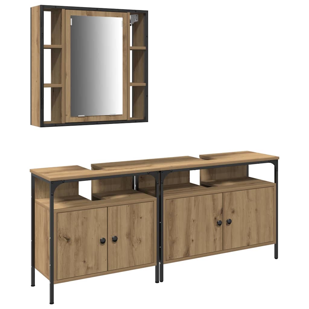 Baderomsspeilskap 3 pcs Brun 80 x 30 x 60 cm Konstruert tre