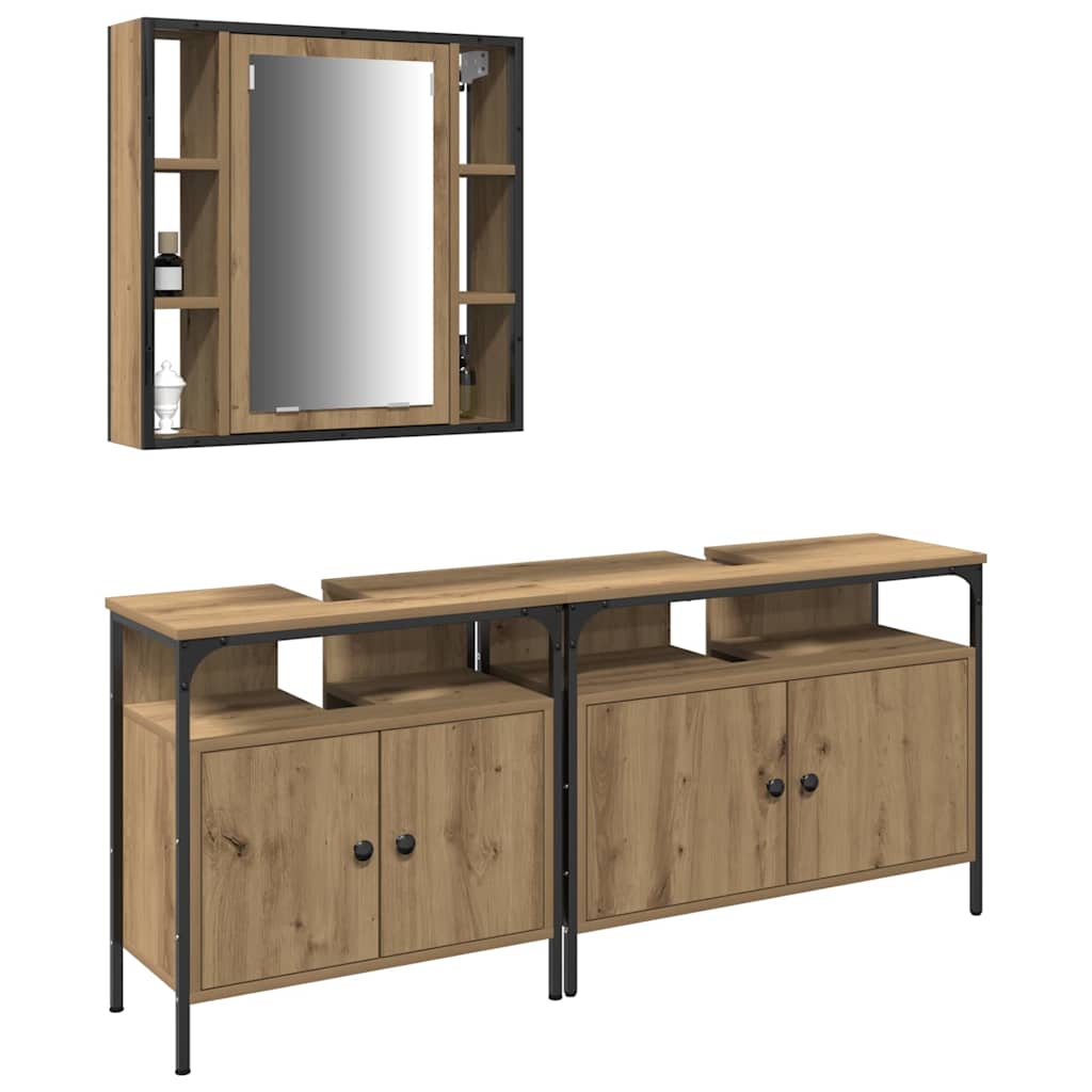 Baderomsspeilskap 3 pcs Brun 80 x 30 x 60 cm Konstruert tre