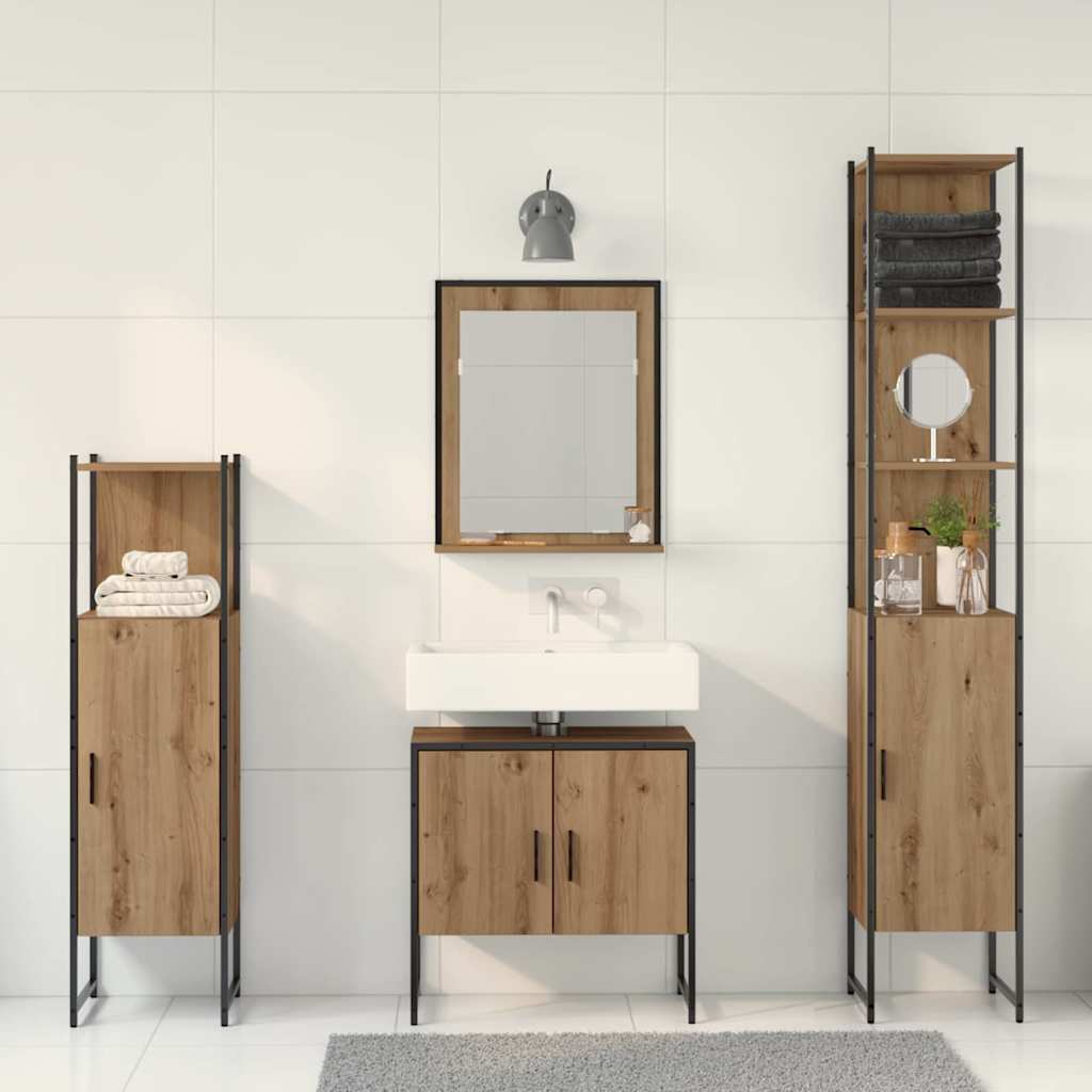 Baderomsinnredningssett 4 stk. Brun 33 x 33 x 185,5 cm