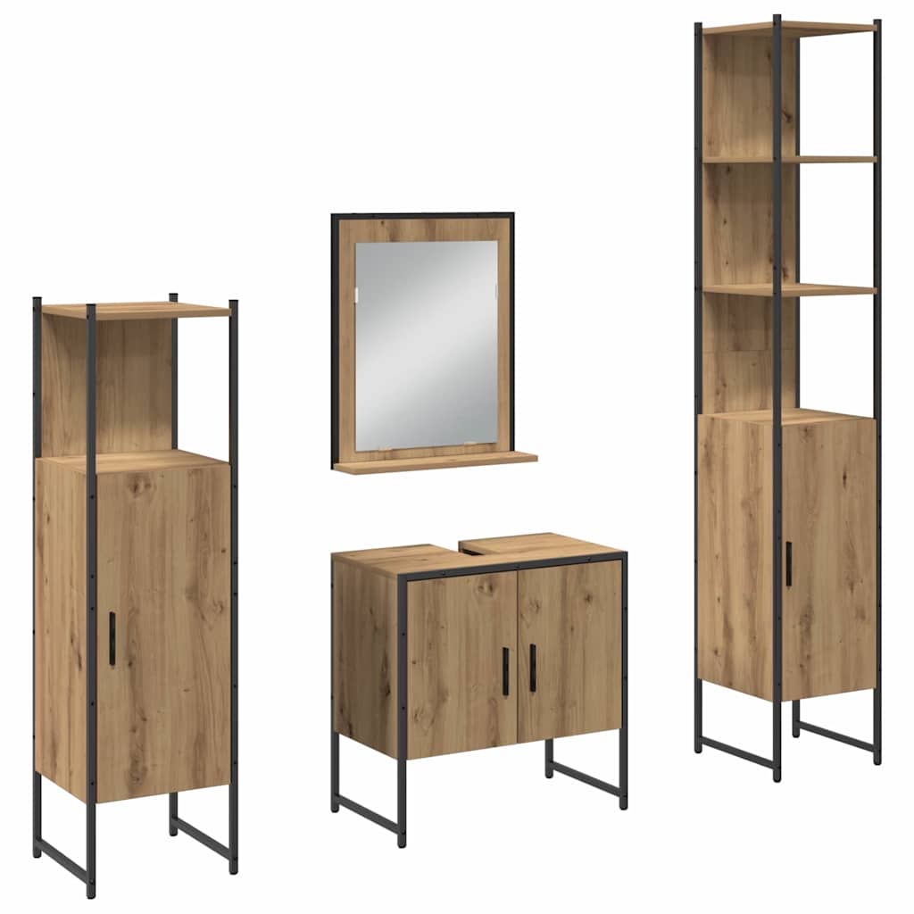 Baderomsinnredningssett 4 stk. Brun 33 x 33 x 185,5 cm