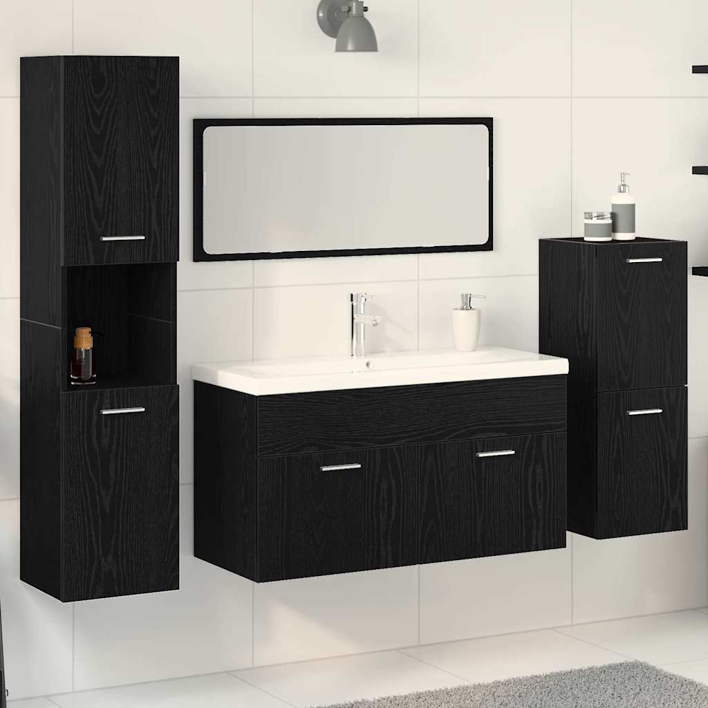 Baderomsinnredningssett 4 pcs Svart Eik 80 x 38.5 x 45 cm