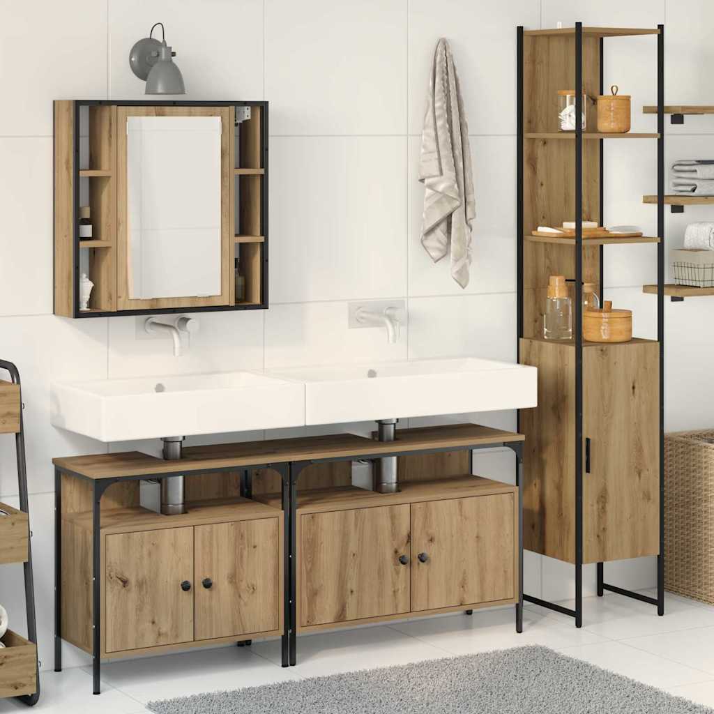 Baderomsskapsett med hylle 4 pcs artisan eik 33 x 33 x 185.5 cm