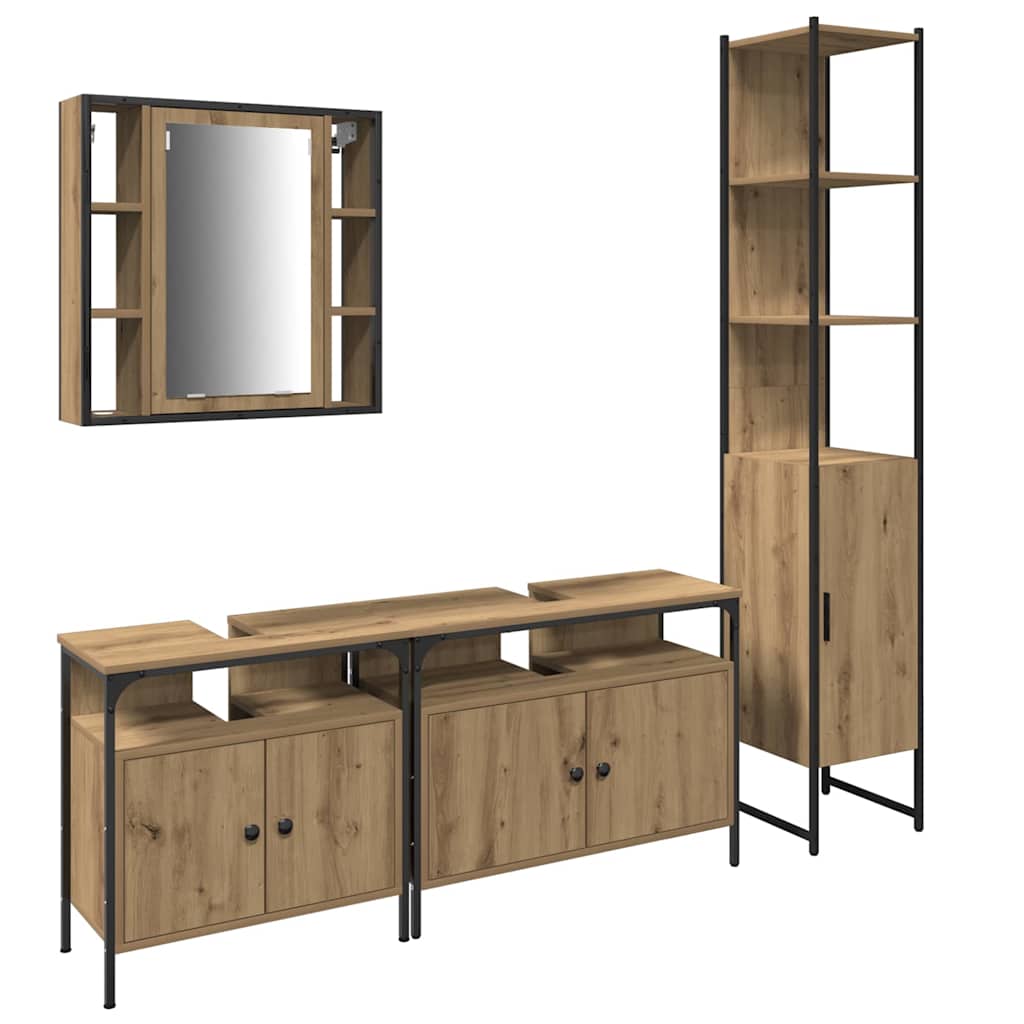 Baderomsskapsett med hylle 4 pcs artisan eik 33 x 33 x 185.5 cm