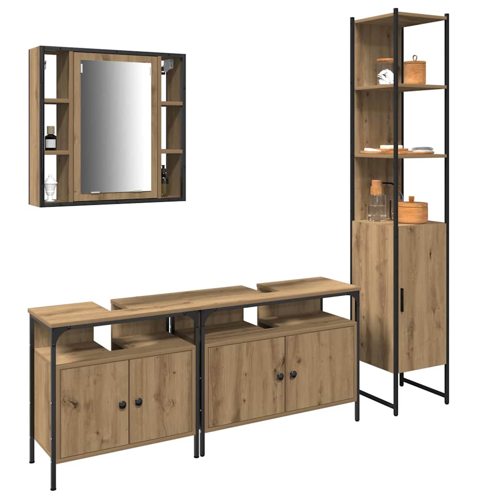 Baderomsskapsett med hylle 4 pcs artisan eik 33 x 33 x 185.5 cm