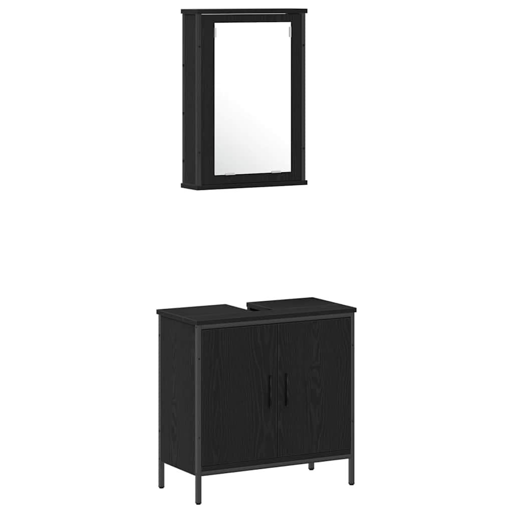 Baderomsinnredningssett med dør 4 pcs Svart 33 x 33 x 185.5 cm