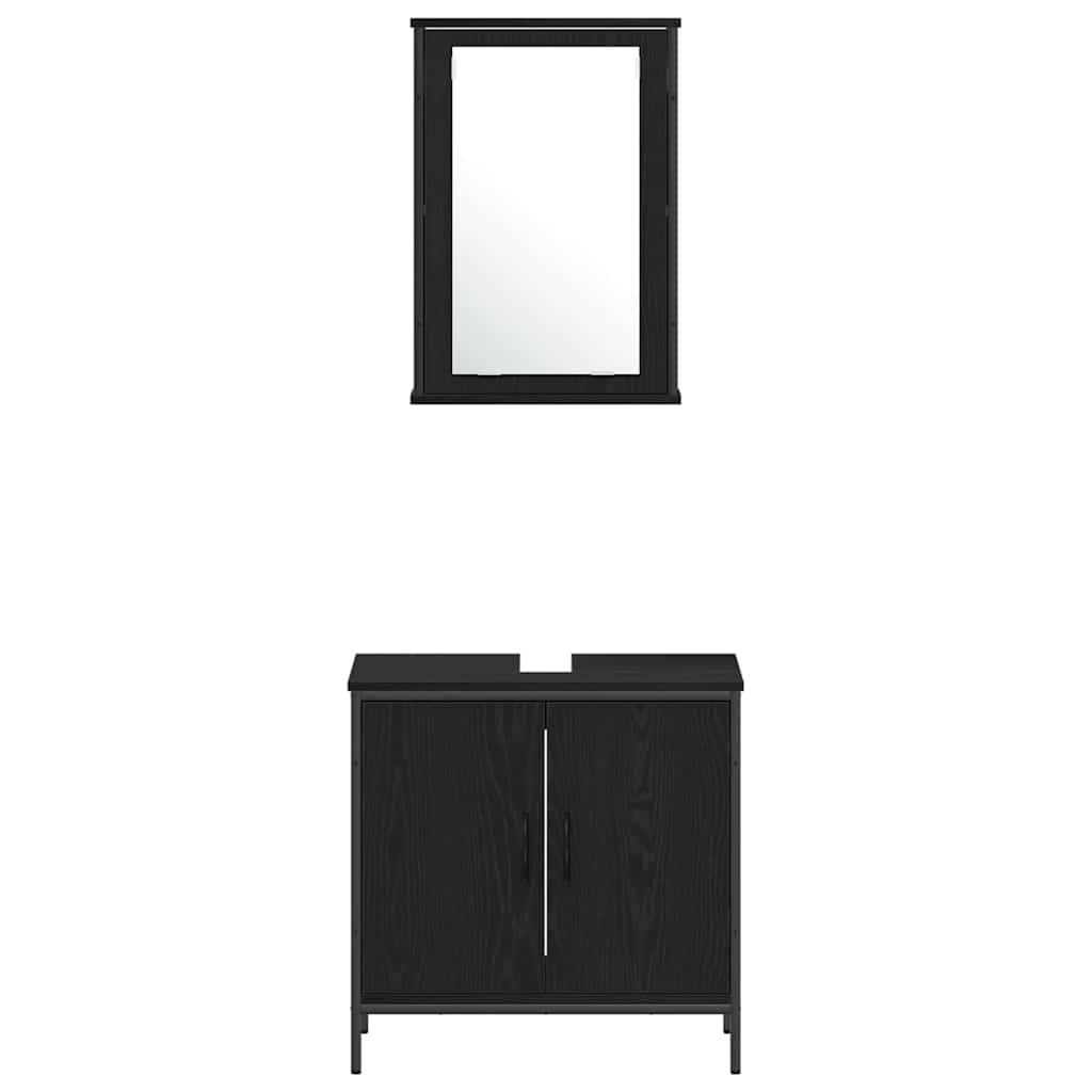 Baderomsinnredningssett med dør 4 pcs Svart 33 x 33 x 185.5 cm