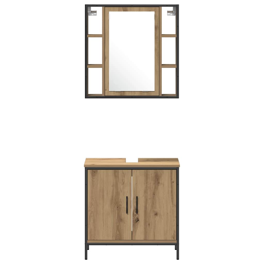 Baderomsinnredningssett med hylle 4 pcs Brun 33 x 33 x 185.5 cm