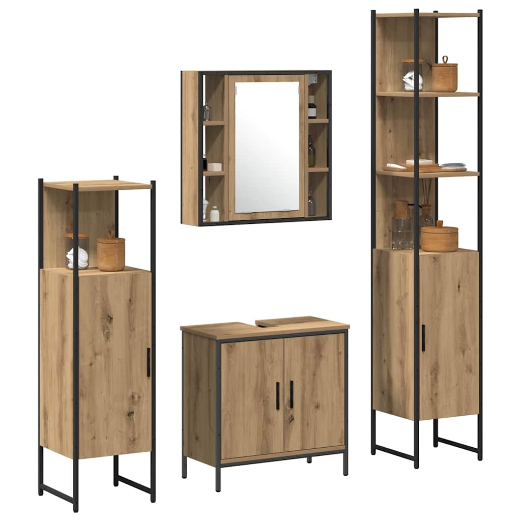 Baderomsinnredningssett 4 stk. Brun 33 x 33 x 185,5 cm