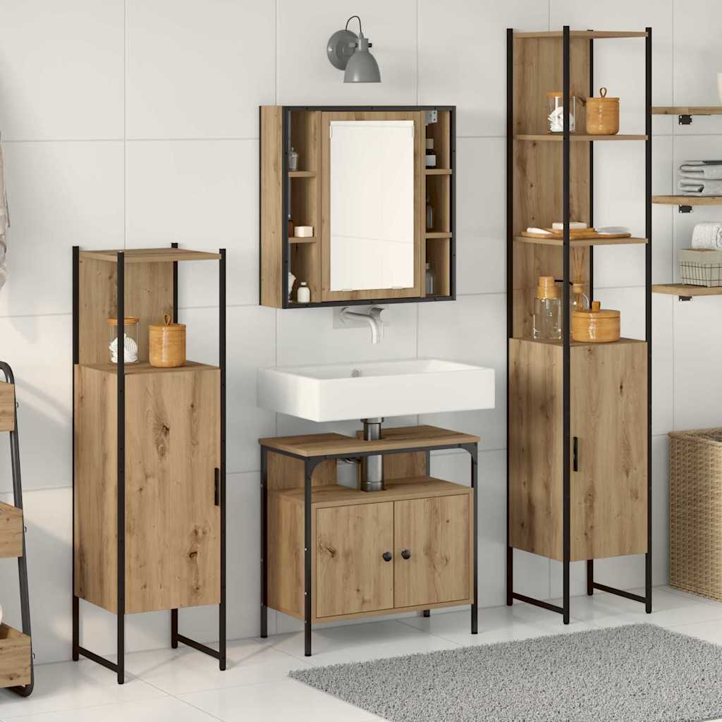Baderomsskapsett med skuff 4 pcs artisan eik 33 x 33 x 185.5 cm