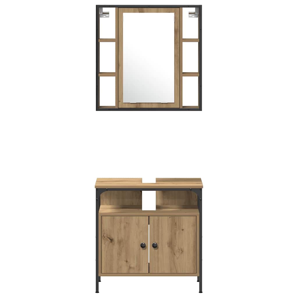 Baderomsskapsett med skuff 4 pcs artisan eik 33 x 33 x 185.5 cm