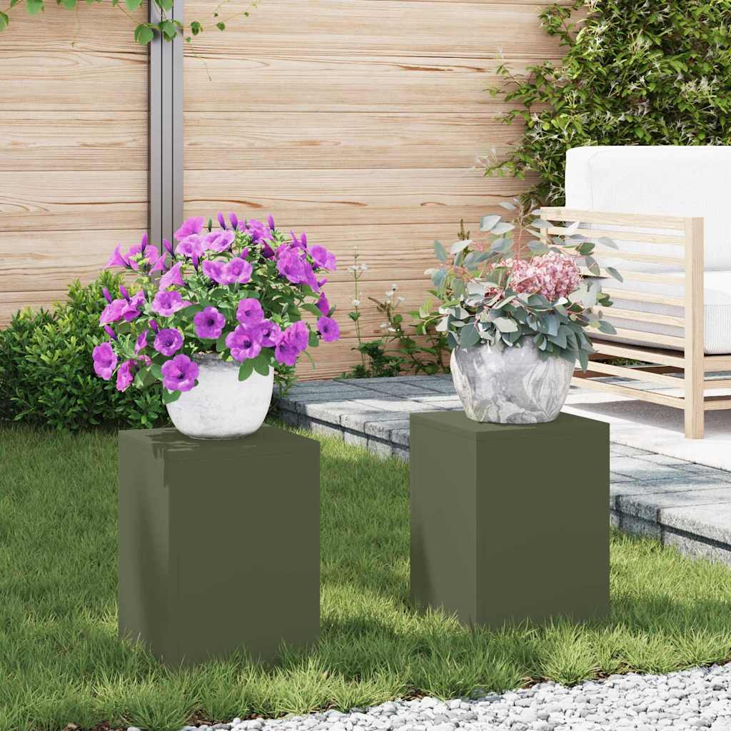 Planteholder 2 pcs Olivengrønn 24 x 24 x 35 cm Stål