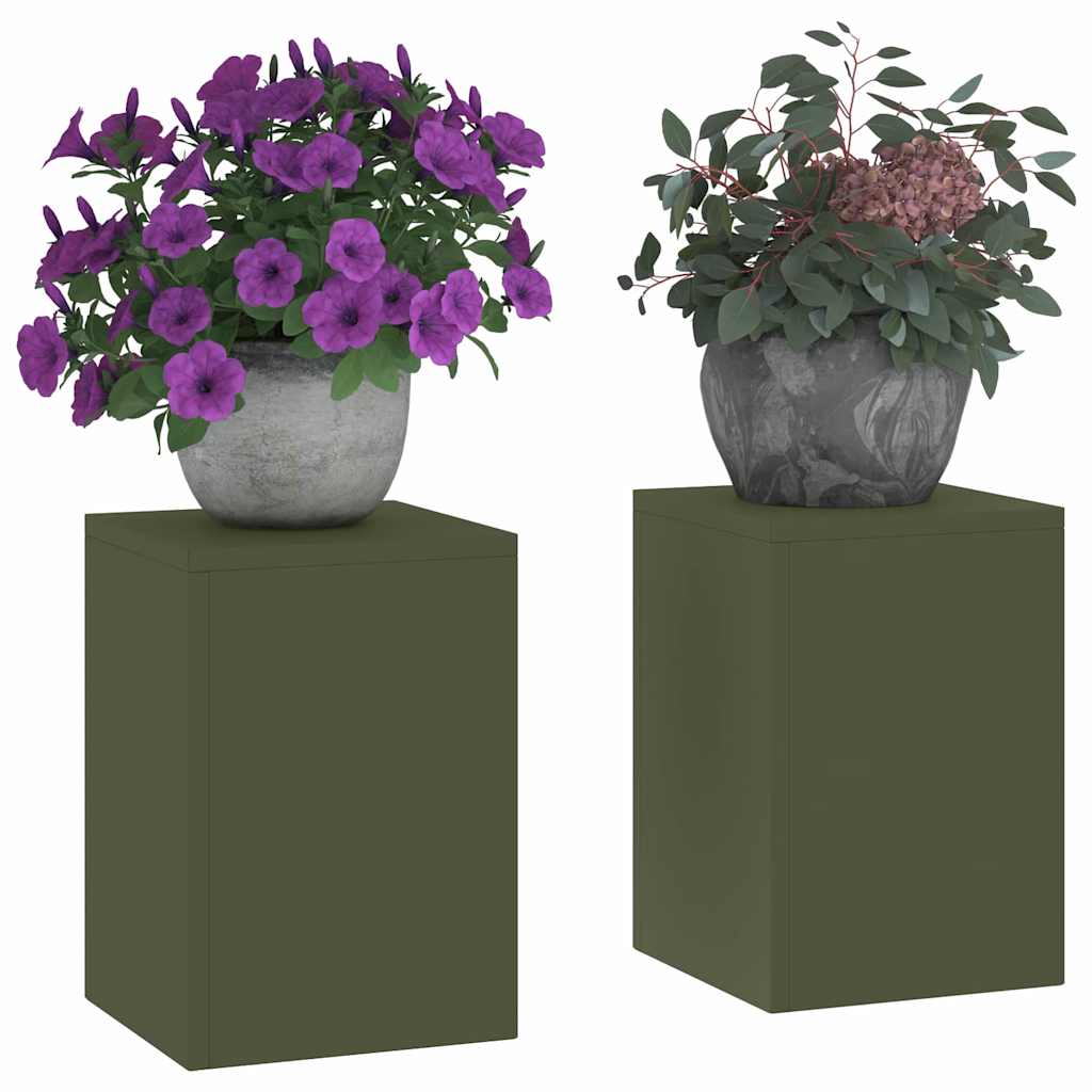 Planteholder 2 pcs Olivengrønn 24 x 24 x 35 cm Stål
