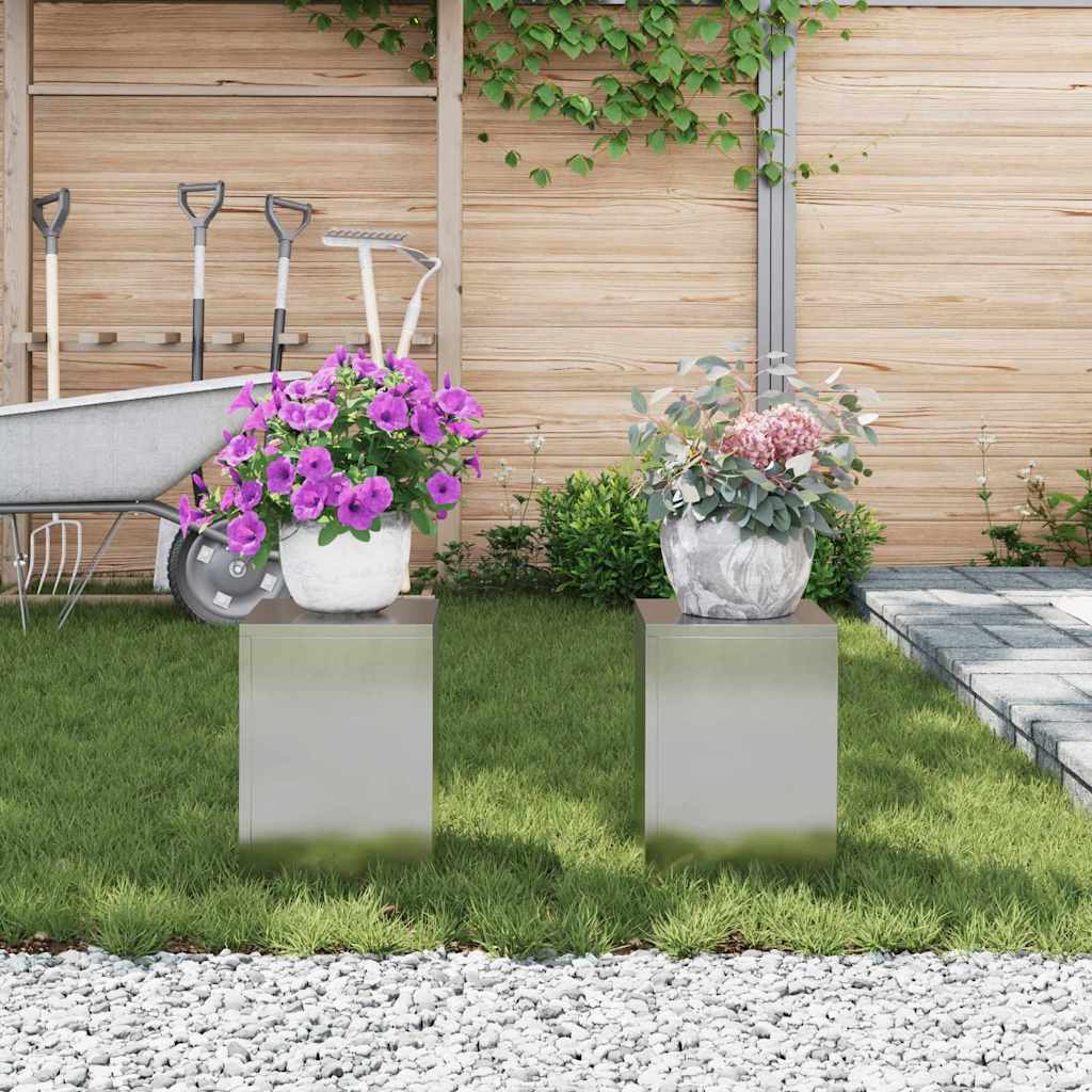 Planteholder 2 pcs sølv 24 x 24 x 35 cm Rustfritt stål