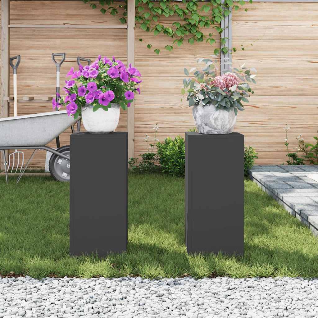 Planteholder 2 pcs Svart 24 x 24 x 55 cm Stål