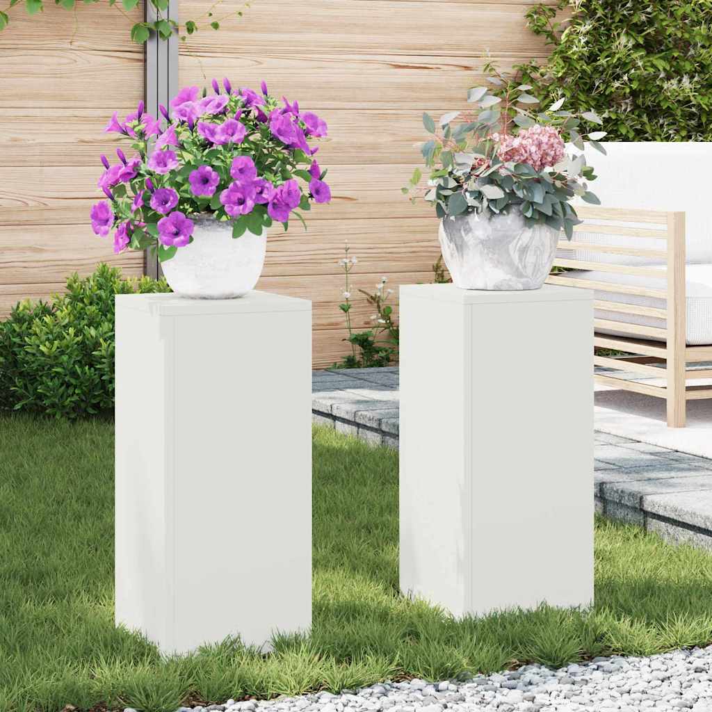 Planteholder 2 pcs Hvit 24 x 24 x 55 cm Stål vidaXL